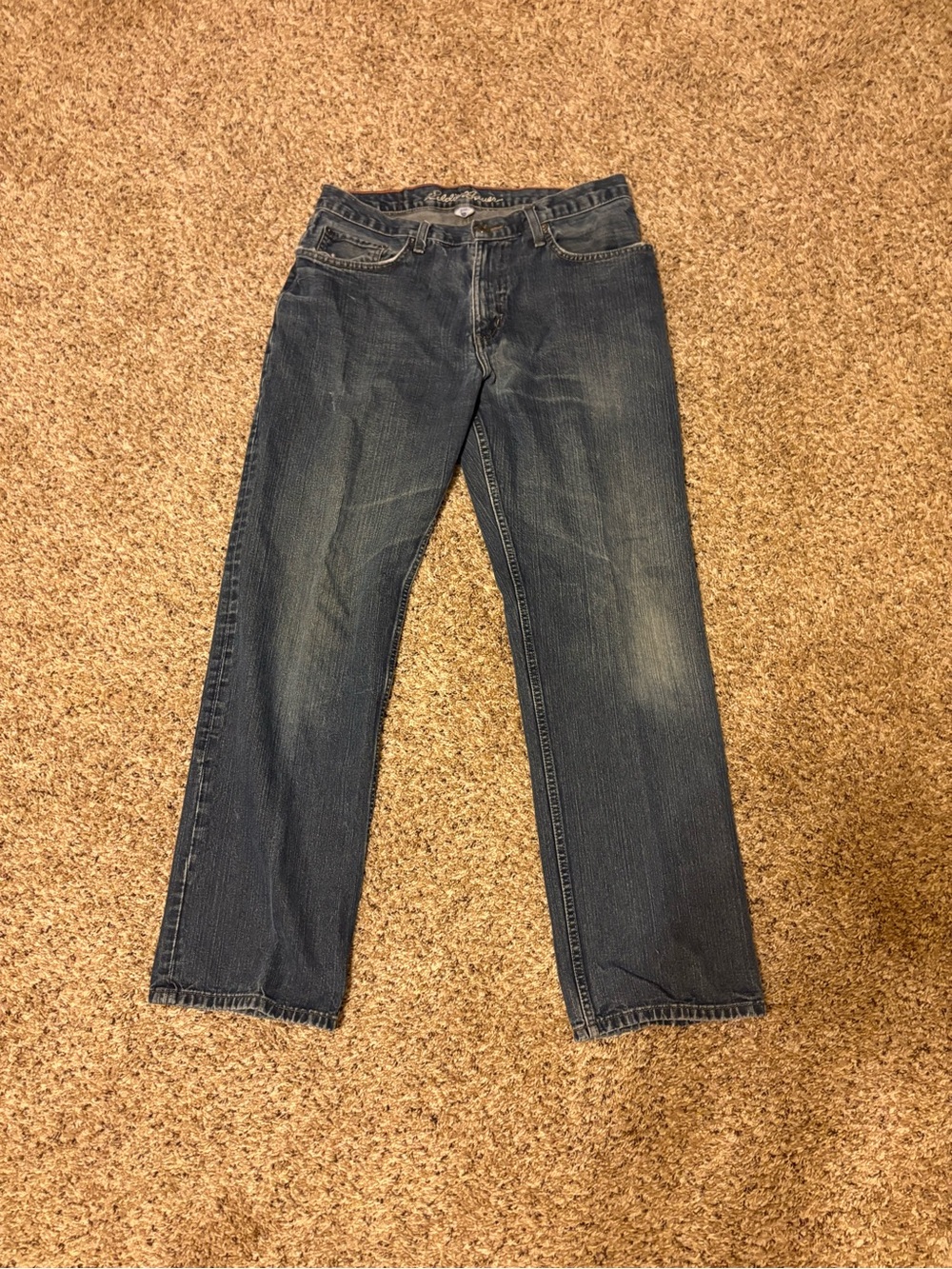Eddie Bauer Dark Blue Straight Leg Relaxed Fit 100% Cotton Jeans